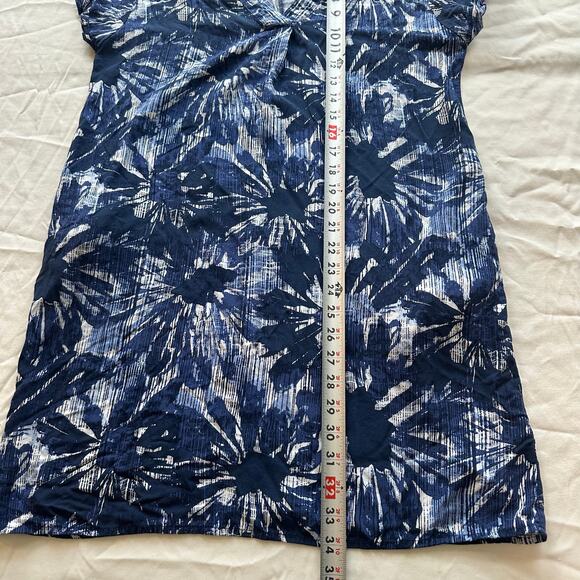 GAP Blue, Floral Print, VNeck, Pocketed, Cuffed Short Sleeve, Shirt Dress- S - Picture 10 of 10